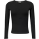 Adanola Ribbed Long Sleeve Stretch Woven Top - Black