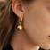Shein Pair Gold Plated Stainless Steel Hoop Earrings With Hollow Resin Geometric Ball Pendant Minimalist Design For Daily Wear