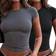 Shein pcs Solid Crop Round Neck Tee
