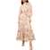 Yumi Butterfly Floral Tiered Long Sleeve High Neck Maxi Dress - Pink