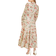 Yumi Butterfly Floral Tiered Long Sleeve High Neck Maxi Dress - Pink