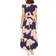 Yumi Mela London Blossom Print Midi with Dipped Hem - Navy