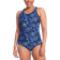 Lands' End Women's UPF 50 Full Coverage High Neck Tugless One Piece Swimsuit - Blue Multi