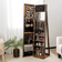 Costway Mirrored Jewelry Armoire Lockable Standing Organizer Brown Storage Cabinet 38.1x157.5cm