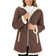 Collections Etc Polar Fleece Sherpa Lined Zip Up Coat - Chocolate