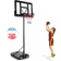 Costway Portable 4.25-10FT Adjustable Basketball Hoop System w/44" Backboard 2 Nets