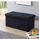 Home Source Corduroy Folding Black Storage Bench 76x38cm