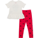 Disney Kid's Minnie Head Bow Short Sleeve Top and Leggings Set - White