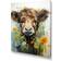 Design Art Brown Portrait Of A Cow In Bloom Brown/Multicolour Framed Art 24x32"