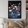 Design Art Moonlit Flowers Black Framed Art 16x32"