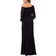 Betsy & Adam Women's One Shoulder Sheer Sleeve Dress - Black