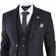 Truclothing Men's Tweed Suit Peaky Blinders 1920s Gatsby Classic Tailored Fit 3-piece - True Black