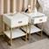 Melody Maison Elle White/Gold Bedside Table 40x40cm