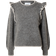 Selected Femme Alva Frills Ls Knit O-Neck Grey Melange/Birch
