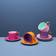 WERNS Fancy Colors Cup with Saucer Pink/Rose/Purple/Orange Dekoration 4st