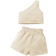 Shein Baby Girl Asymmetrical Shoulder Solid Color Sleeveless Top And Shorts Two Piece Set