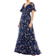 Mac Duggal Flounce Sleeve Floral Maxi Dress - Navy Multi