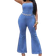 Shein SXY Plus Size Women Sexy Stretchy Denim Overalls Strapless Skinny Flared Jeans Blue