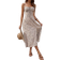 Shein Frenchy Women's Allover Print Full-Length Spaghetti Strap Dress With Ruched Bust And Front Slit Commute Minimalist Office Old Money Simple