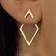 Shein 1pair Minimalist Geometric Hollow Diamond-Shaped Front And Rear Earrings, Earrings Designed For Two Ways Of Wearing, Unique Diamond-Shaped Ear Jacket For Women