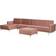 L-Shaped Right Sided Sleeping Function Classic Ottoman Pink Soffa 347cm 5-sits