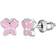 Lavishe Butterfly Screwback Stud Earrings - Silver/Pink