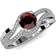 TriJewels Halo Swirl Engagement Ring - White Gold/Garnet/Diamonds