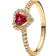 Pandora Elevated Heart Ring - Gold/Transparent/Red