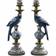 WERNS Parrot Blue/White/Gold Candle Holder 39.5cm 2pcs