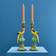 WERNS Parrot Green/Blue/Yellow Candle Holder 39.5cm 2pcs