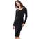 Vero Moda Sort midikjole lange ærmer og bælte ribstrik-Black