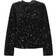 Pieces Kam Sequins Bow Long Sleeved Top - Black