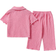 Shein 2 Pieces Baby Girls Knitted Jacquard Short Sleeve Pajamas Set - Comfy & Cute