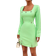 Shein Stylish Special Design Diamond Flower Embellishment Slit Detailed Long Sleeve Elegant Best Seller Mini Dress