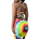 Shein Slayr Summer Casual Vacation Word-Neck Suspender Back Cross Strap Hollow Slim Long Skirt With High Rear Hem And Slit To Mid-Thigh Full Rainbow Color Gradient Print Women's Dress-K