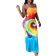 Shein Slayr Summer Casual Vacation Word-Neck Suspender Back Cross Strap Hollow Slim Long Skirt With High Rear Hem And Slit To Mid-Thigh Full Rainbow Color Gradient Print Women's Dress-K