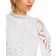 Aqua Long Sleeve Lace Dress - White