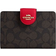 Coach Medium Corner Zip Wallet In Signature Canvas - Gold/Walnut/Bold Red