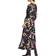 Chico's Women's V-Neck Sleeve Floral Maxi Dress - Black