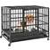 Costway Dog Cage Foldable with Double Door and Wheels M 65x77cm