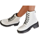 Shein Zipper Back Lace-up Front Combat Boots, Women's Fashionable Chunky Heeled White Solid Color Boots