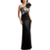 Tadashi Shoji Korra One Shoulder Metallic Contrast Gown - Steel/Black