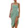 PrettyLittleThing Chiffon Corset Bandeau Draped Midi Dress - Sage Green