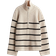 H&M Ribbed Sweater with Zipper - Light Beige/Striped