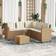 vidaXL Garden Sofa With Table And Cushions L-shaped Poly Rattan - Beige, Wood Outdoor Lounge Set