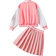 Shein Young Girls Letter Print Cropped Baseball Jacket And Ruched Skirt Set