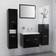 vidaXL Conjunto Muebles Baño Madera Contrachapada Negro