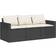 vidaXL Garden with Cushions 3-Seater Black Poly Rattan Outdoor Sofa