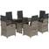 vidaXL 7 Piece Garden With Cushions Poly Rattan - Grey Patio Dining Set, 1 Table incl. 6 Chairs