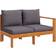 vidaXL Garden with 1 Armrest 2-Seater Solid Wood Acacia - Brown Outdoor Sofa